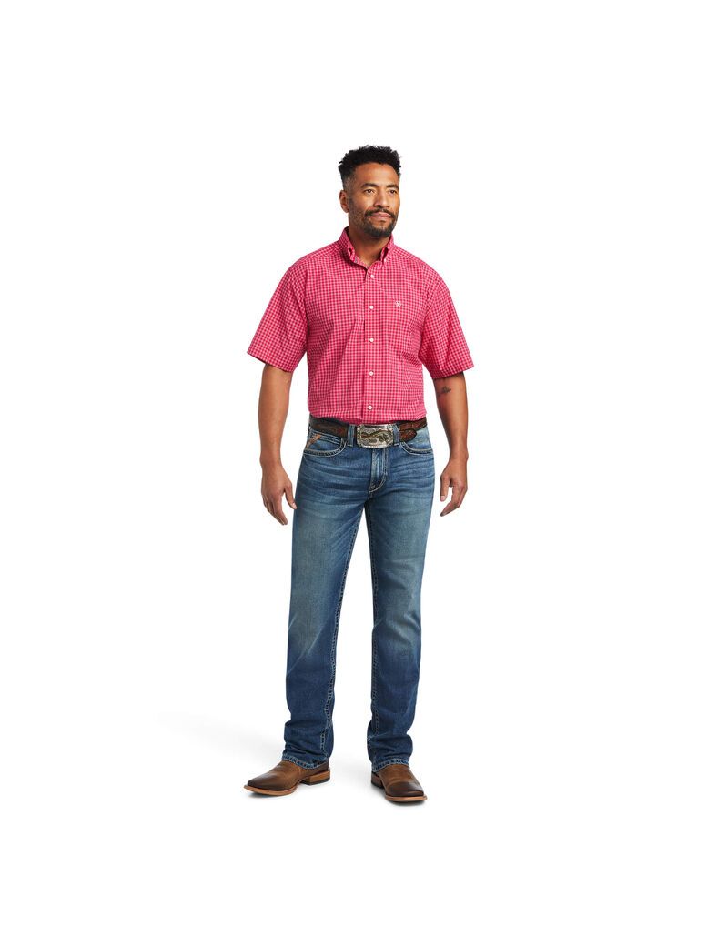 Ariat Pro Series Miles Classic Fit Shirt Bright Rose | BSATEL-347