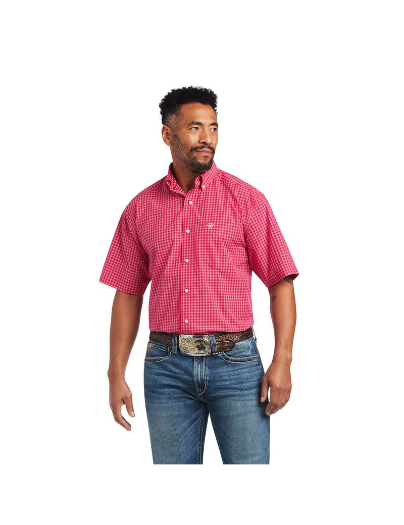 Ariat Pro Series Miles Classic Fit Shirt Bright Rose | BSATEL-347