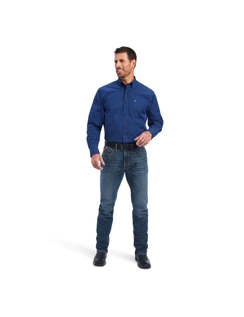 Ariat Pro Series Nelson Classic Fit Shirt Maritime Blue | RMPCLK-953