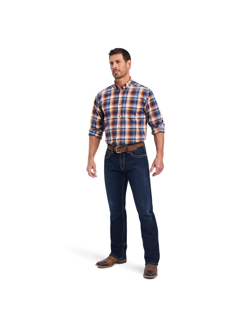 Ariat Pro Series Nigel Stretch Classic Fit Shirt Aegean Blue | AVBXWN-981