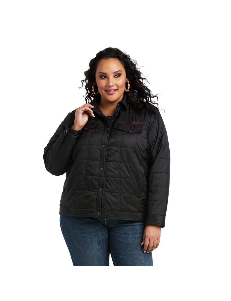 Ariat Puffer Trucker Insulated Jacket Black | WBDRNX-743