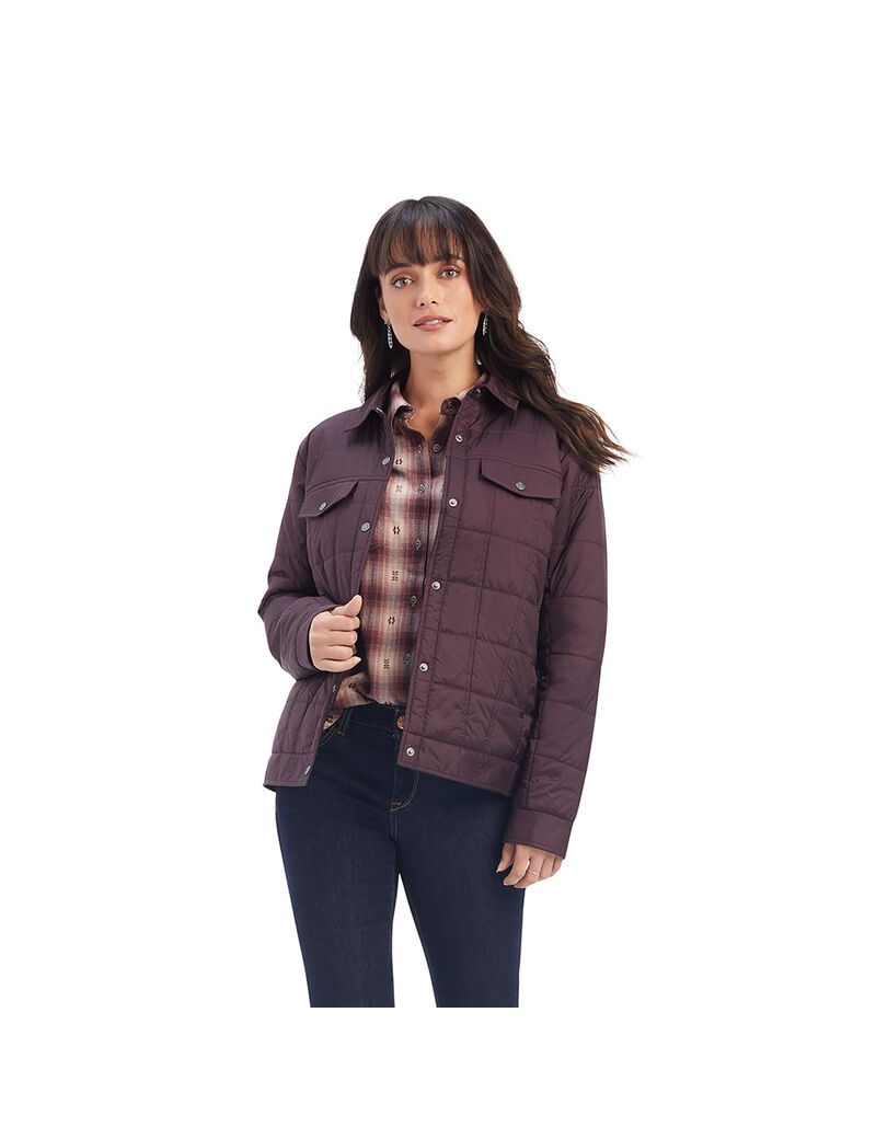 Ariat Puffer Trucker Insulated Jacket Mulberry Wine | FLKWSH-627