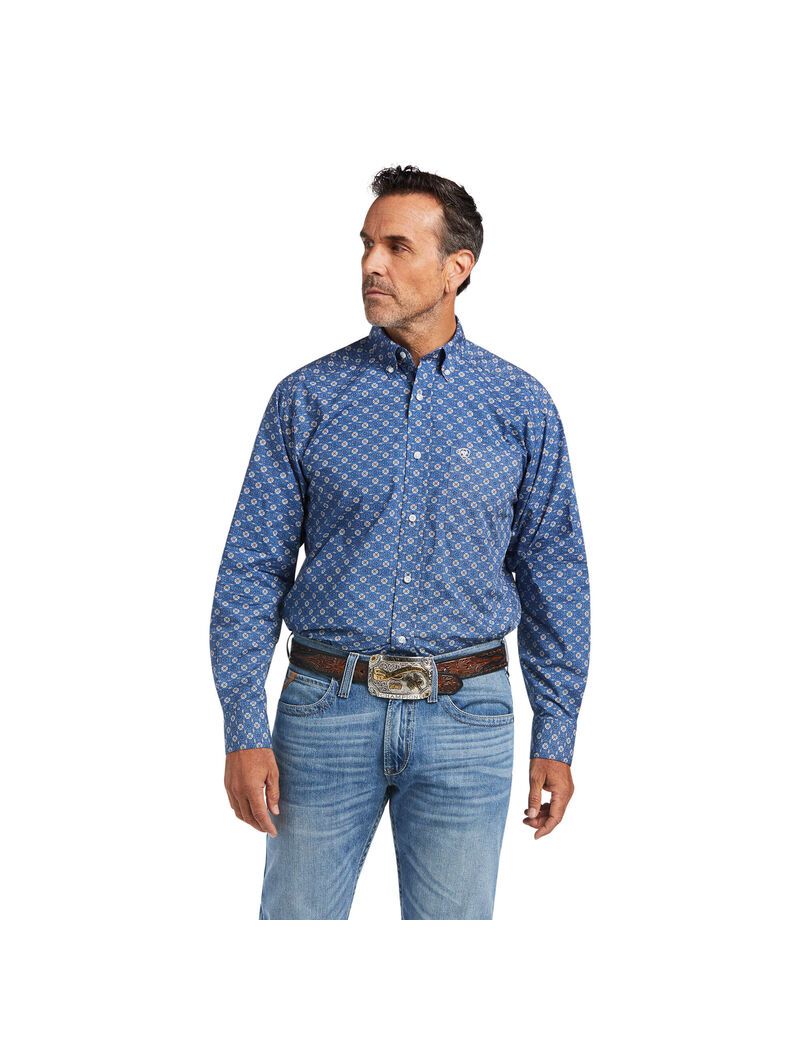 Ariat Qhama Classic Fit Shirt Bright Cobalt | MUXFWV-715