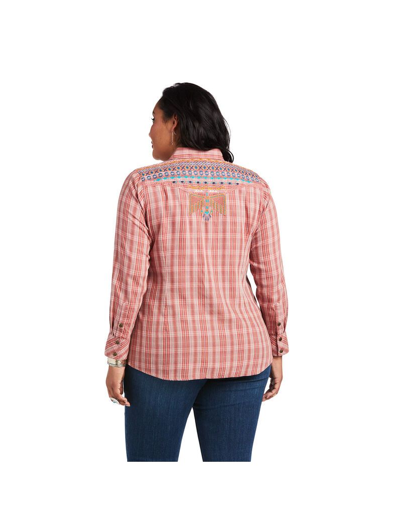 Ariat REAL Antique Thunderbird Shirt Antique Rubia Plaid | SXMKAT-825