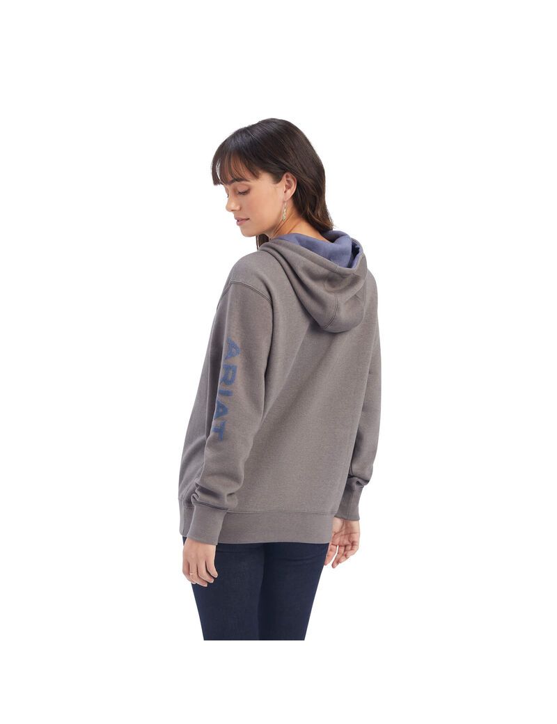 Ariat REAL Arm Logo Hoodie Heather Charcoal | WLPXSD-579