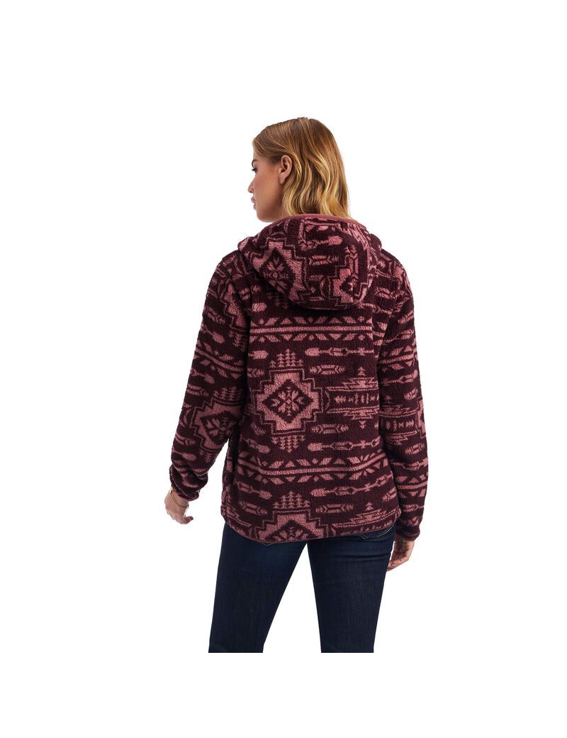 Ariat REAL Berber Pullover Sweatshirt Mulberry Brown/Nostalgia Rose | BPZCFQ-417