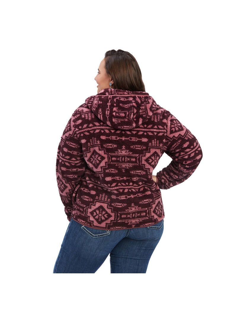 Ariat REAL Berber Pullover Sweatshirt Mulberry Brown/Nostalgia Rose | BPZCFQ-417