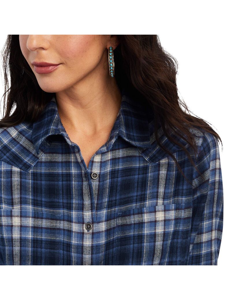 Ariat REAL Billie Jean Shirt Blue Skies Plaid | PNXLHY-634