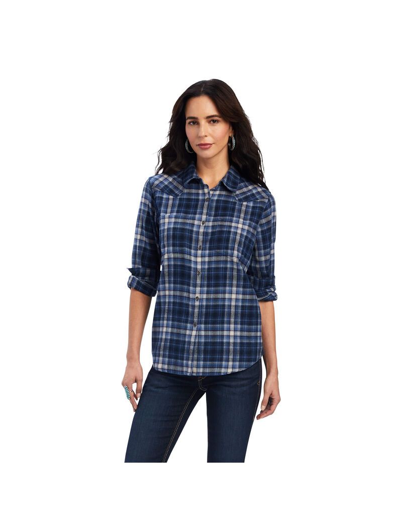 Ariat REAL Billie Jean Shirt Blue Skies Plaid | PNXLHY-634