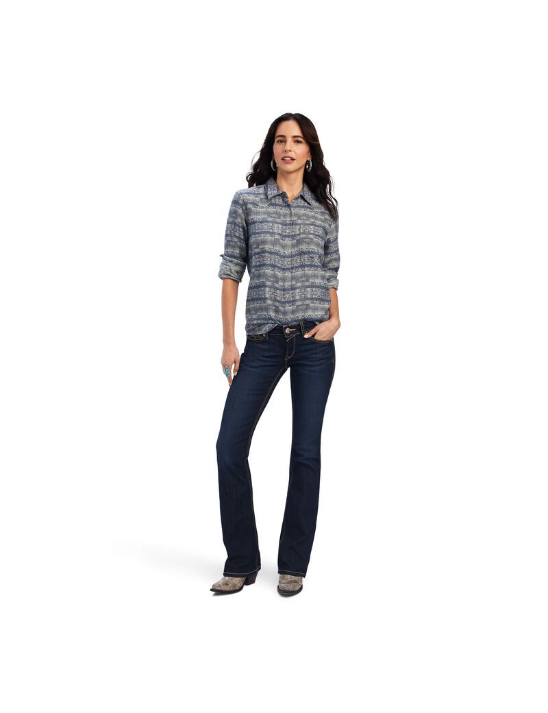 Ariat REAL Billie Jean Shirt Nightrider Jacquard | YXZBAQ-047