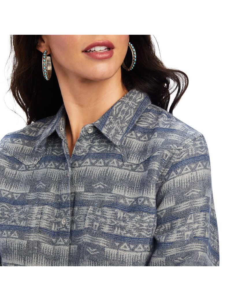 Ariat REAL Billie Jean Shirt Nightrider Jacquard | YXZBAQ-047