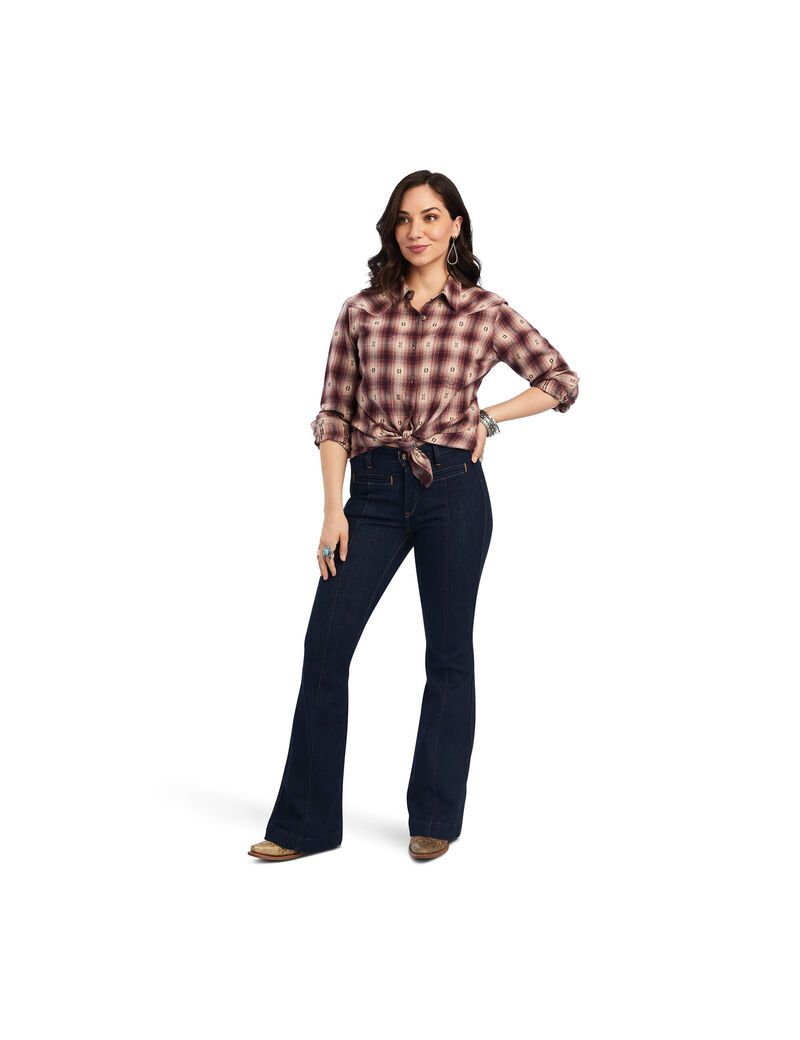 Ariat REAL Billie Jean Shirt Nostalgia Rose Dobby Plaid | ZITXFH-627