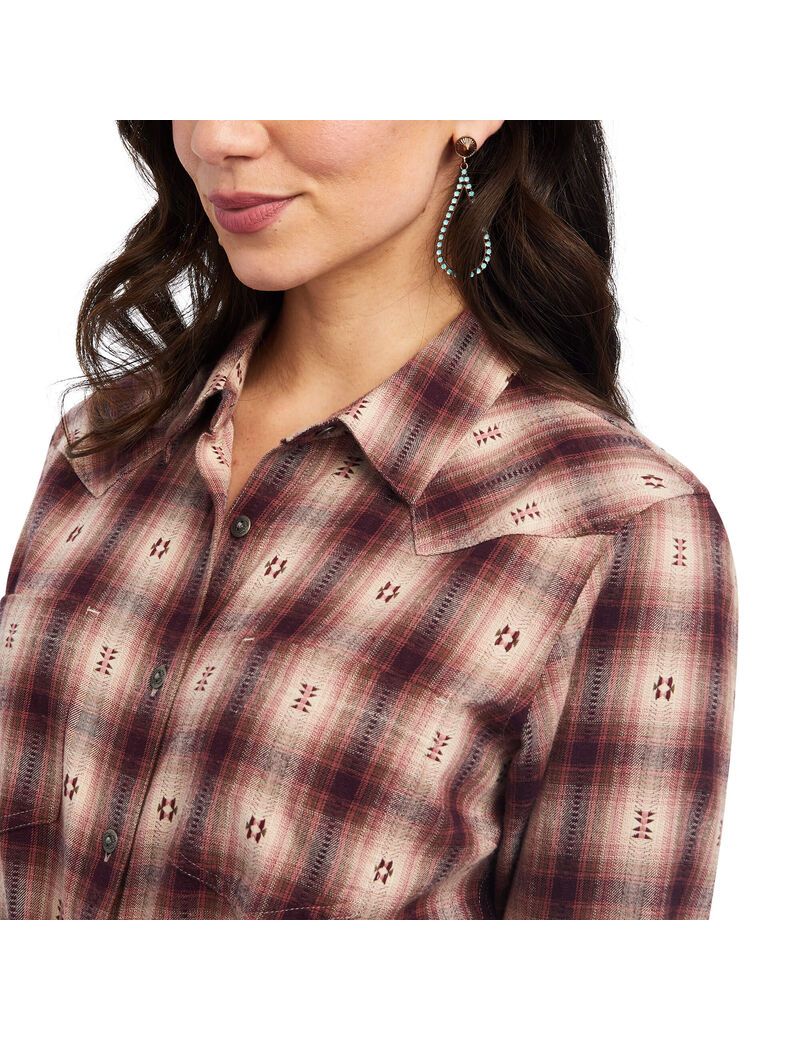 Ariat REAL Billie Jean Shirt Nostalgia Rose Dobby Plaid | ZITXFH-627