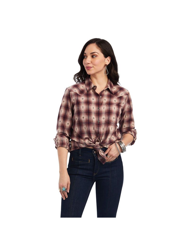 Ariat REAL Billie Jean Shirt Nostalgia Rose Dobby Plaid | ZITXFH-627