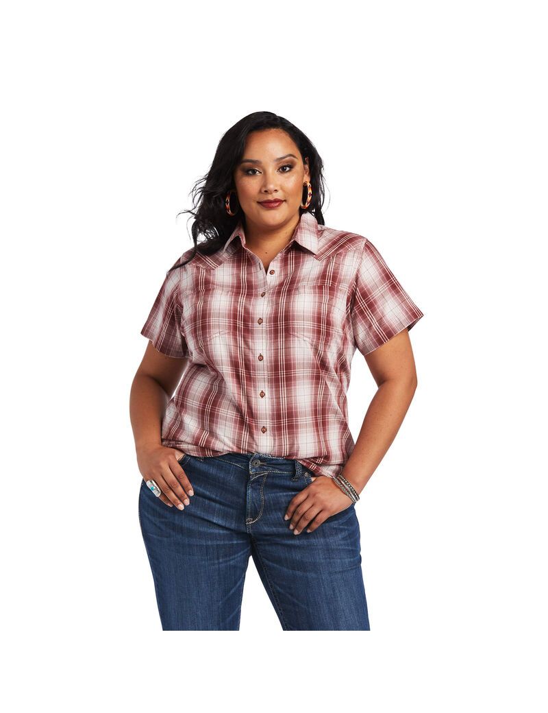 Ariat REAL Billie Jean Shirt Russet Plaid | USGJQW-905