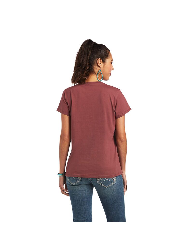 Ariat REAL Bucking Bronc Tee Rose Brown | LHAZFT-728