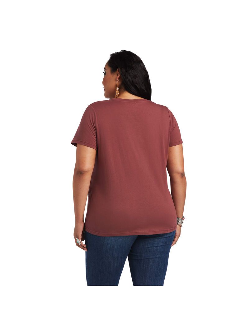 Ariat REAL Bucking Bronc Tee Rose Brown | LHAZFT-728