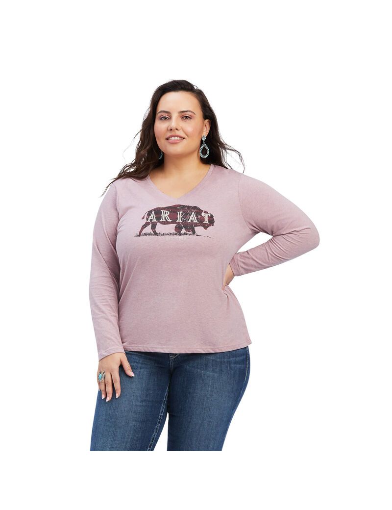 Ariat REAL Chest Logo Relaxed Tee Nostalgia Rose | CXBVZD-056