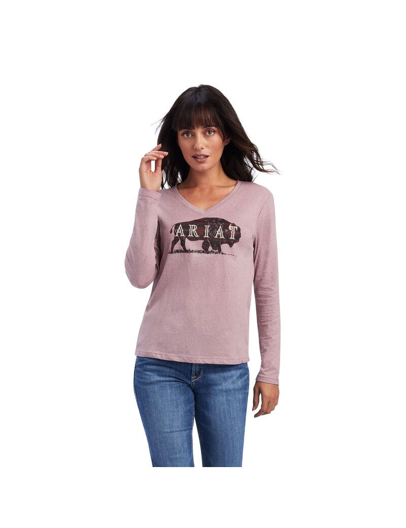 Ariat REAL Chest Logo Relaxed Tee Nostalgia Rose | CXBVZD-056