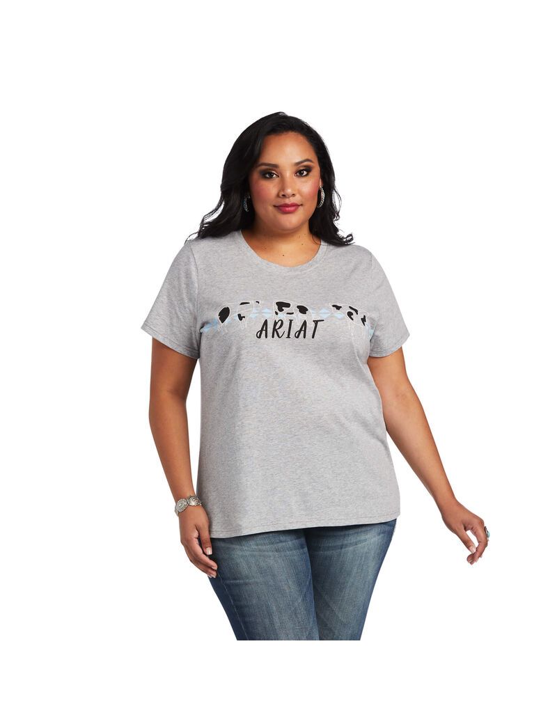 Ariat REAL Cow Pasture Tee Heather Grey | AEVXBC-354