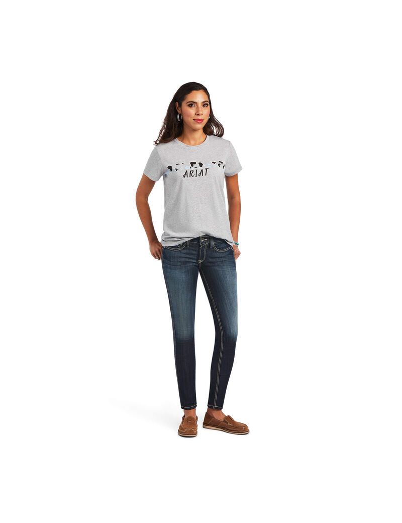 Ariat REAL Cow Pasture Tee Heather Grey | AEVXBC-354