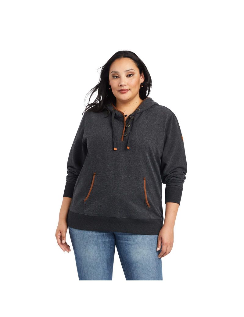 Ariat REAL Elevated Hoodie Heather Charcoal | LOKYTE-207