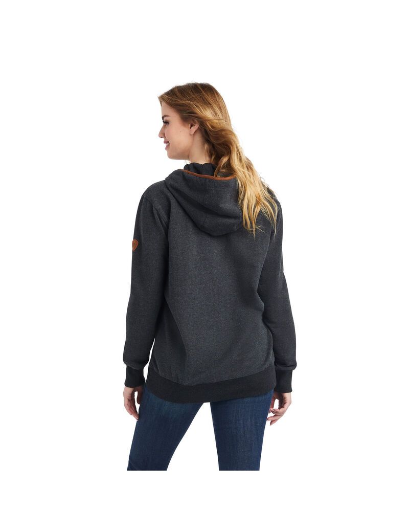 Ariat REAL Elevated Hoodie Heather Charcoal | LOKYTE-207