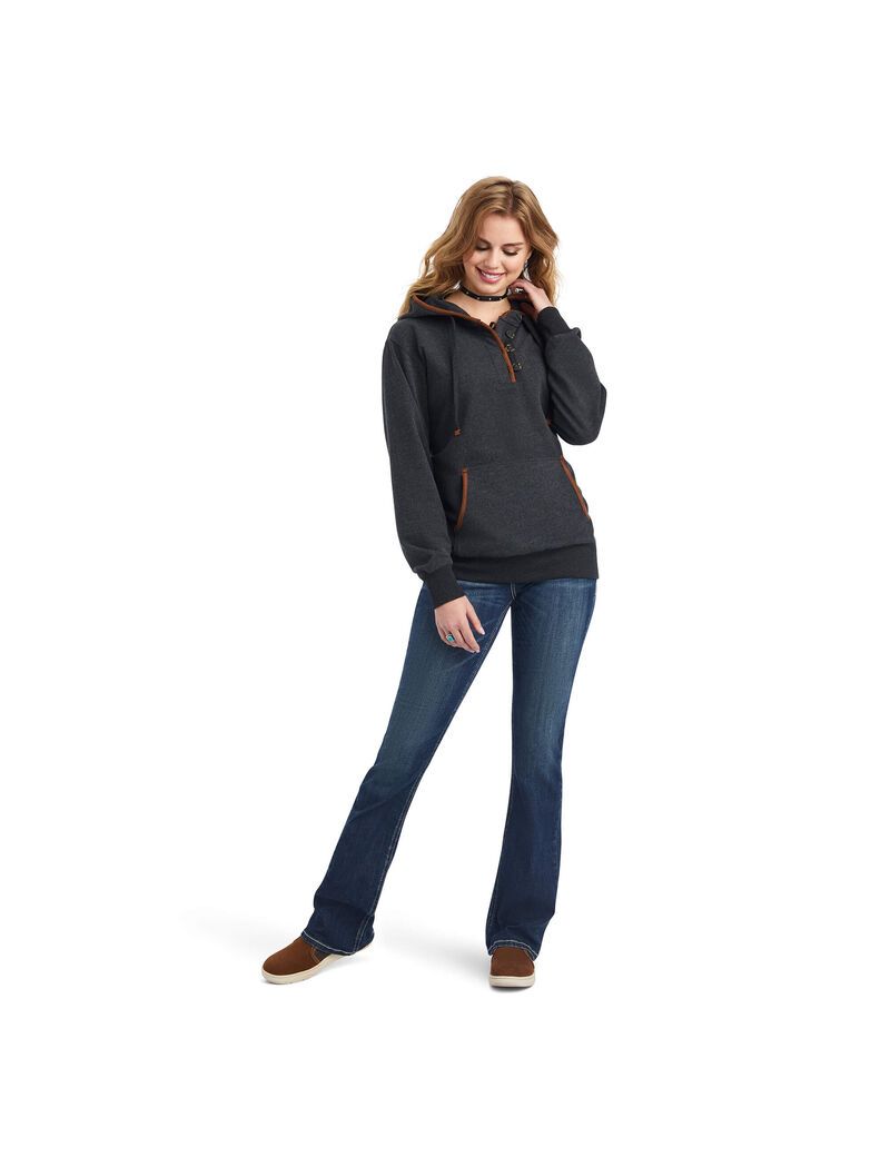 Ariat REAL Elevated Hoodie Heather Charcoal | LOKYTE-207