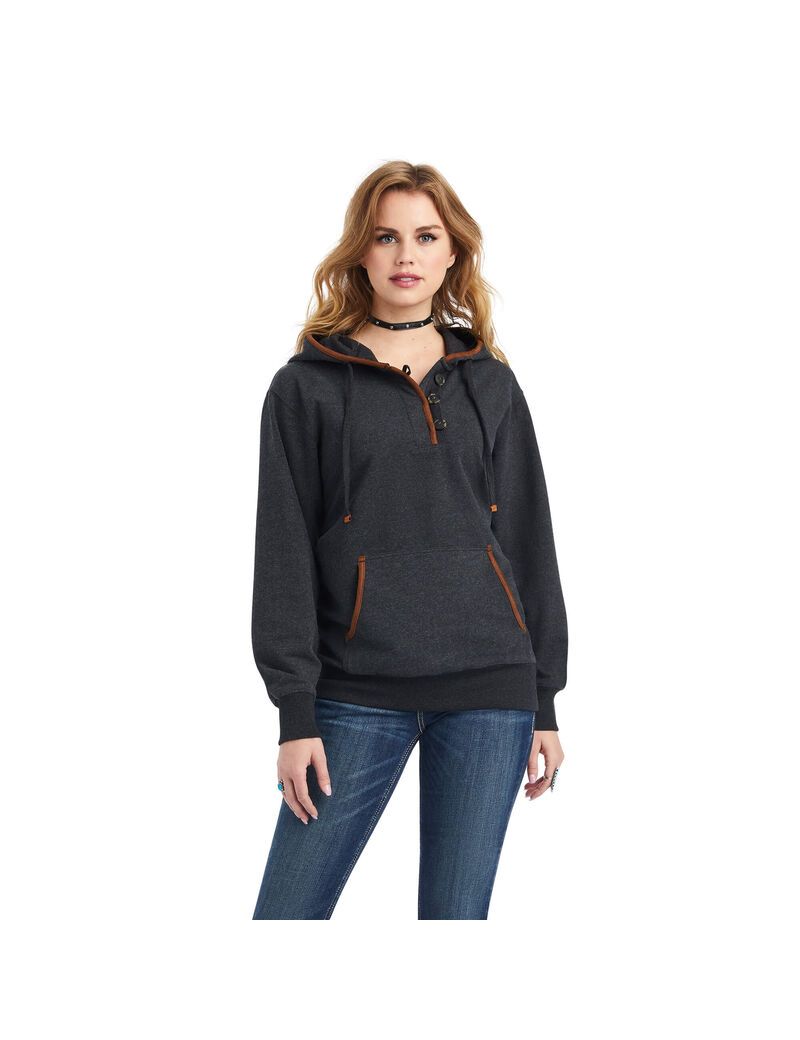 Ariat REAL Elevated Hoodie Heather Charcoal | LOKYTE-207