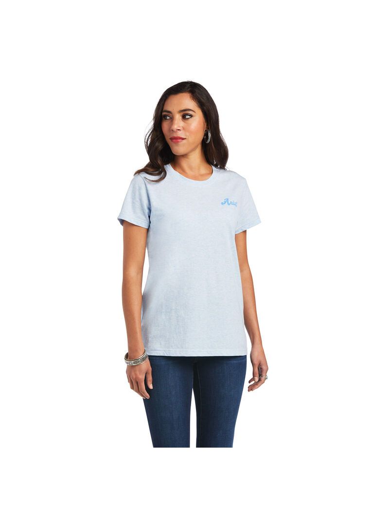 Ariat REAL Flag Waver Tee Halogen Blue | PDJQKC-362