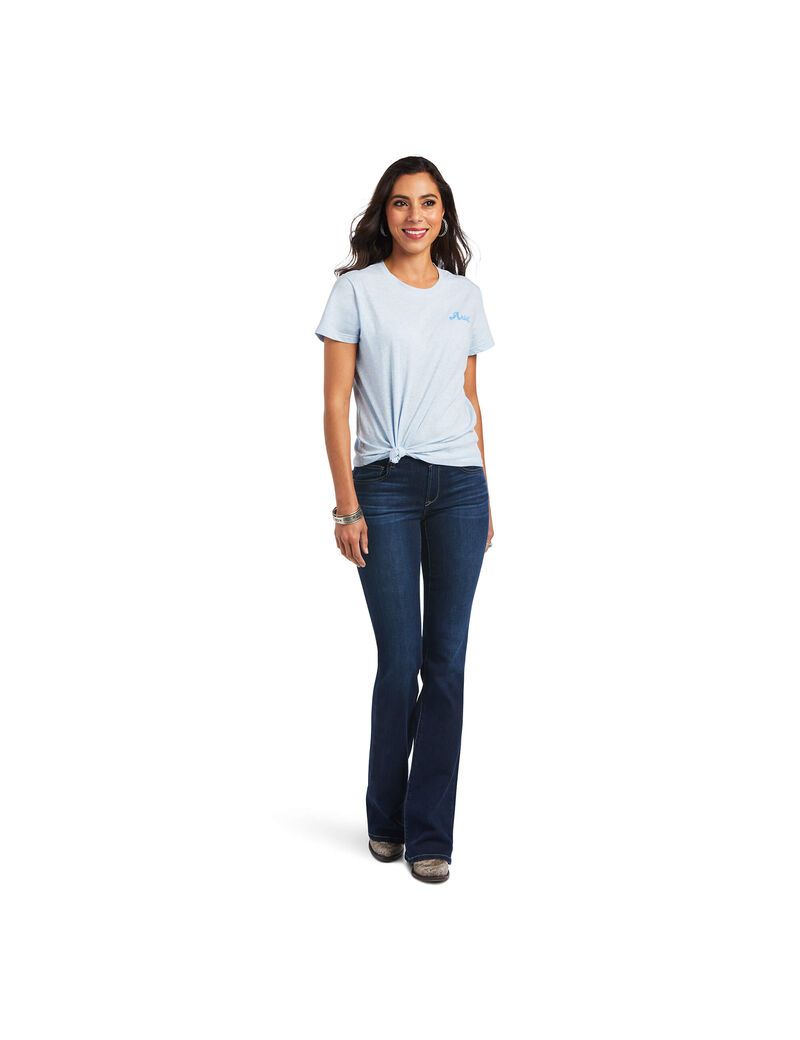 Ariat REAL Flag Waver Tee Halogen Blue | PDJQKC-362