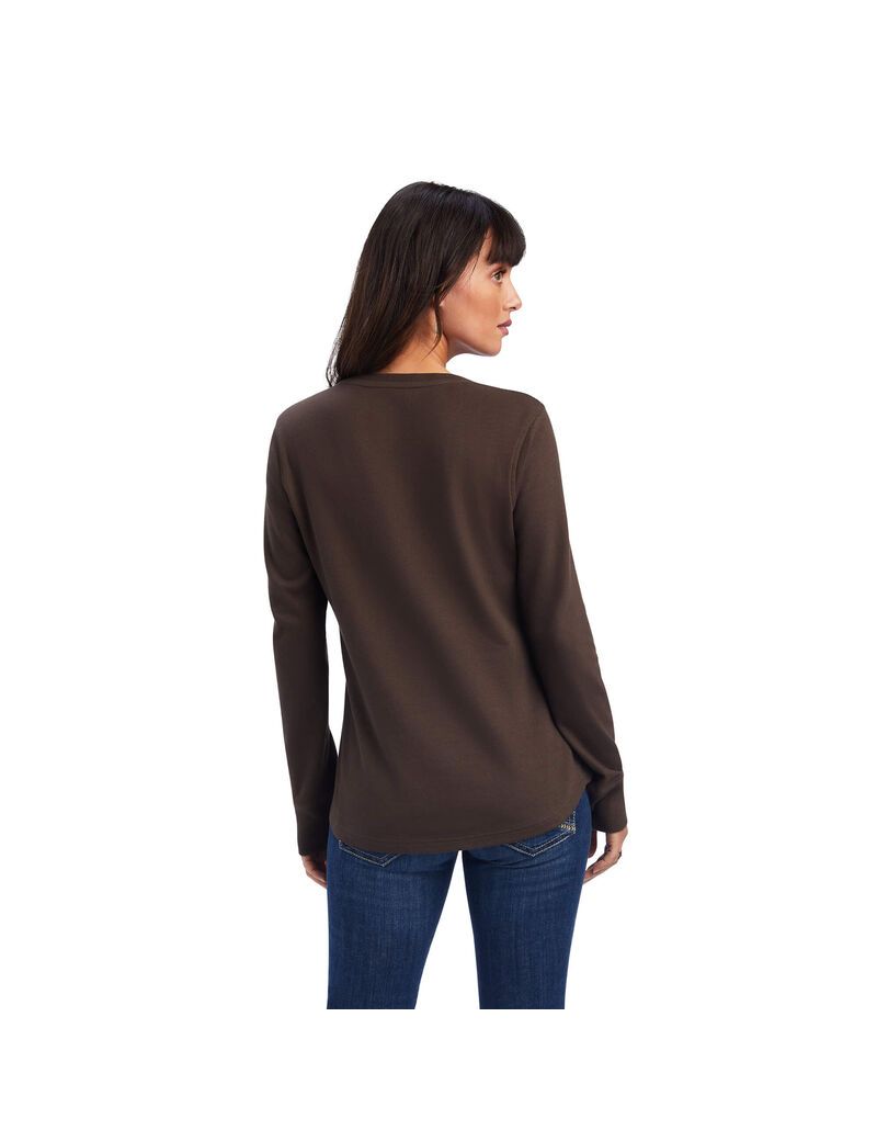 Ariat REAL Henley Shirt Brazil Nut | OKACZY-604