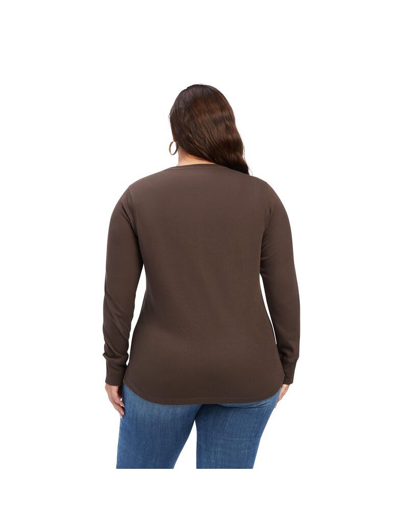 Ariat REAL Henley Shirt Brazil Nut | OKACZY-604