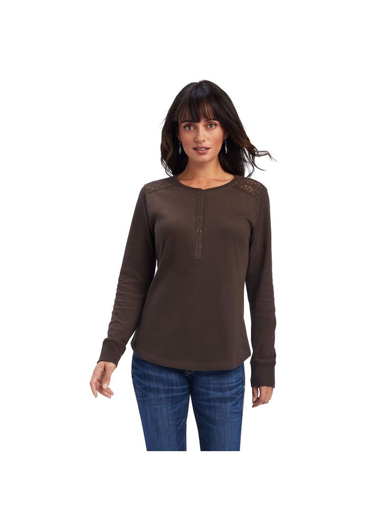 Ariat REAL Henley Shirt Brazil Nut | OKACZY-604