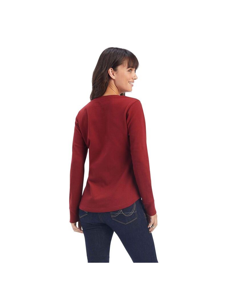 Ariat REAL Henley Shirt Rouge Red | OUFAER-935