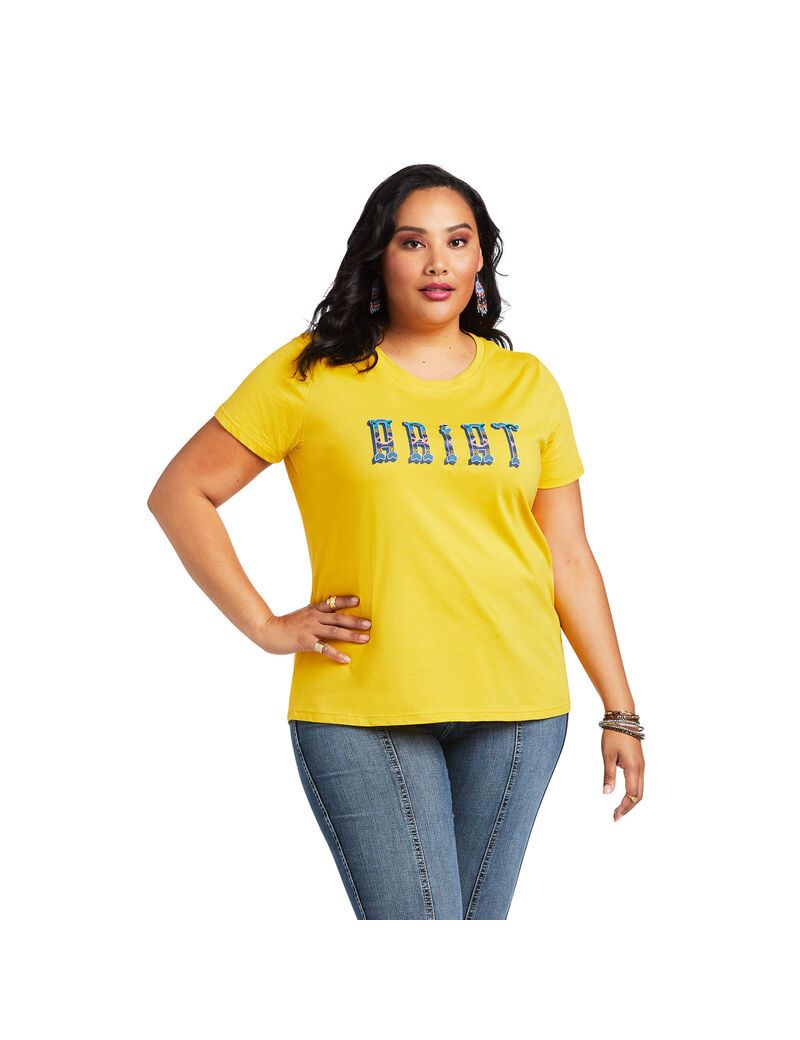 Ariat REAL Kinship Tee Spicy Mustard | AJDZXB-978