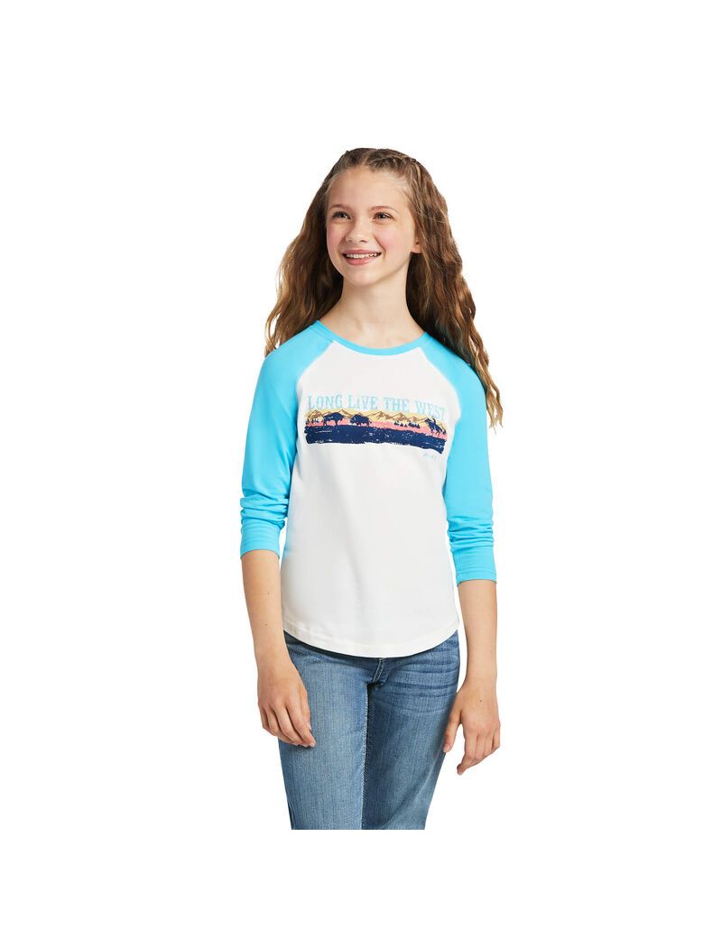 Ariat REAL Long Live Tee Cloud Dancer/Bachelor Button | LZCHMK-429