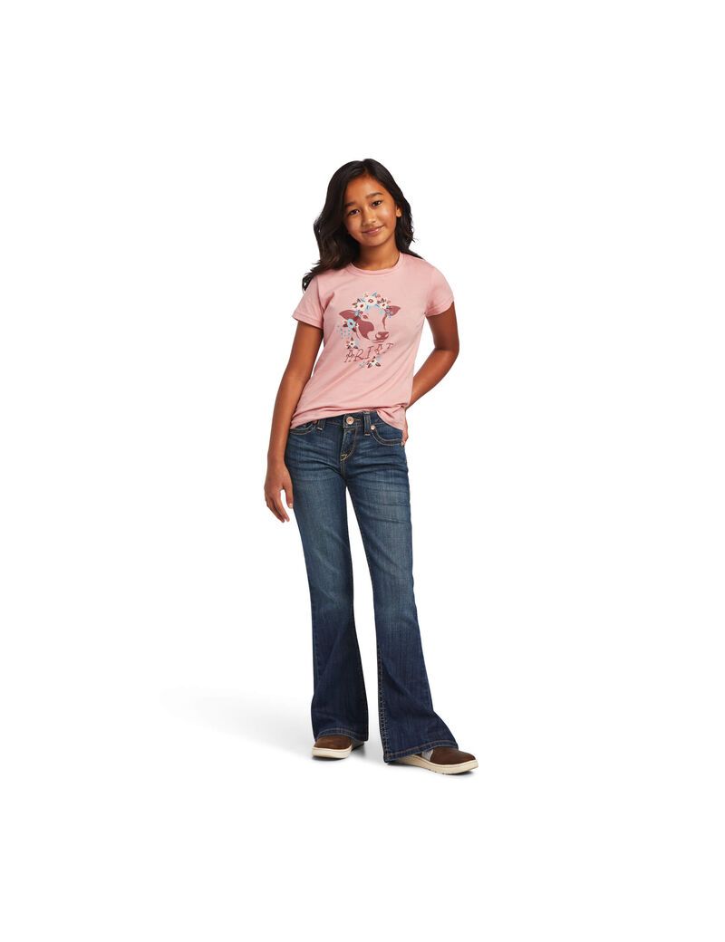 Ariat REAL Moo-Chacha Tee Bridal Rose | YHMIVC-130