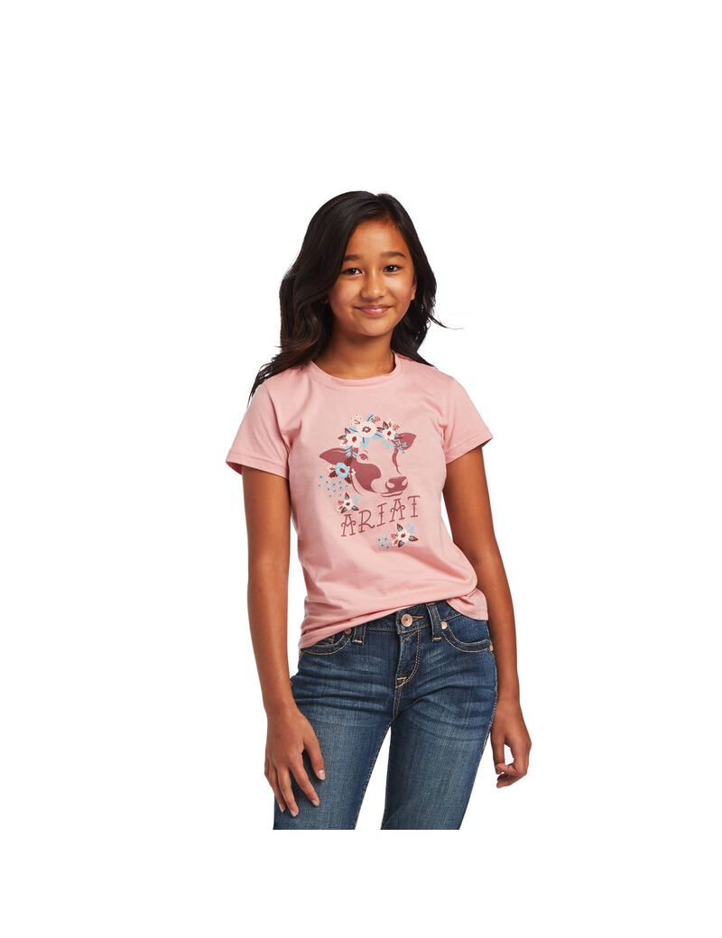 Ariat REAL Moo-Chacha Tee Bridal Rose | YHMIVC-130