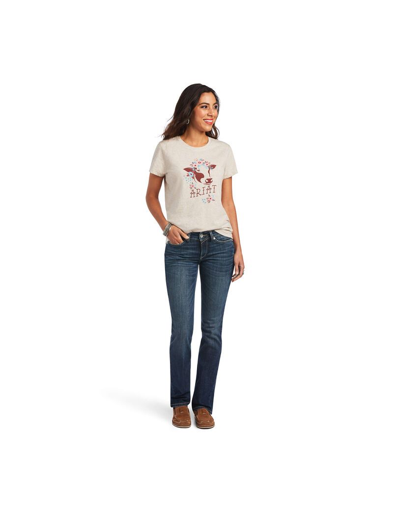 Ariat REAL Moo Tee Wheat Heather | BQJUKW-327