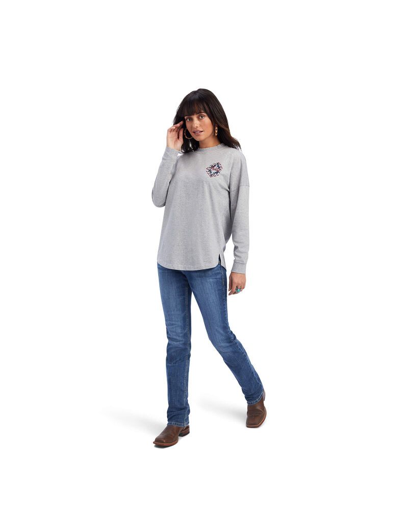 Ariat REAL Oversized Graphic Shirt Heather Grey | EZWAGD-748