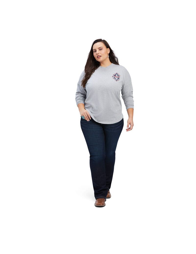 Ariat REAL Oversized Graphic Shirt Heather Grey | EZWAGD-748