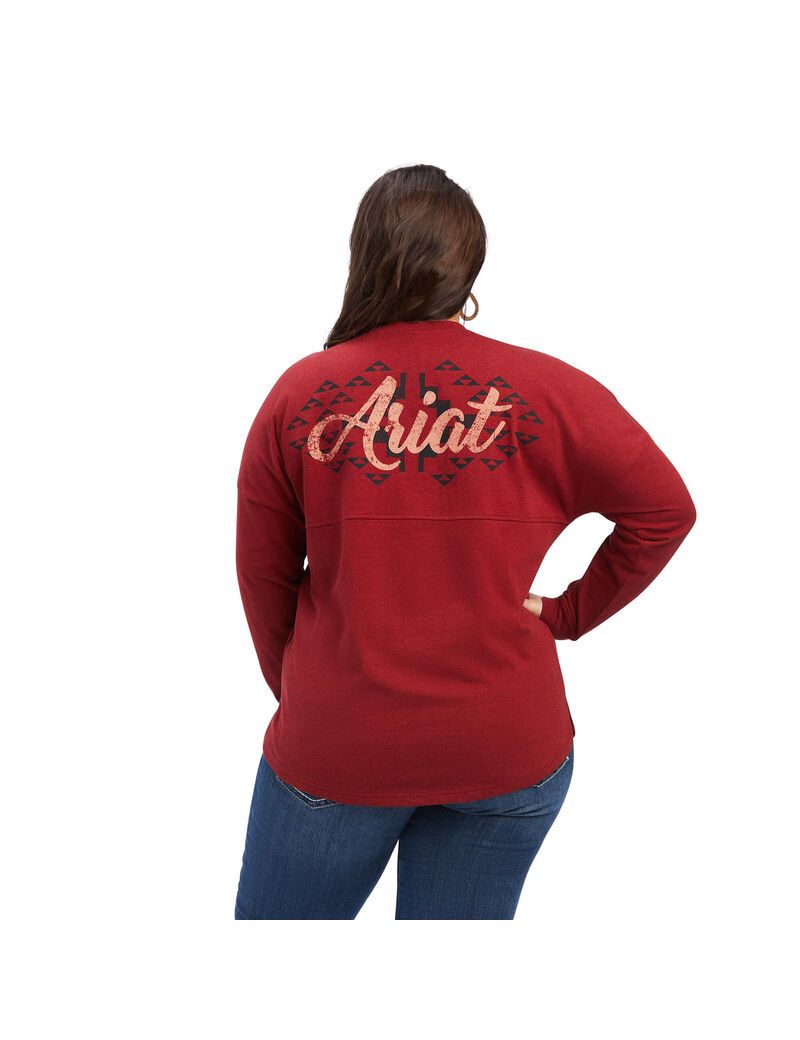 Ariat REAL Oversized Graphic Shirt Rouge Red Heather | HBKMEQ-782