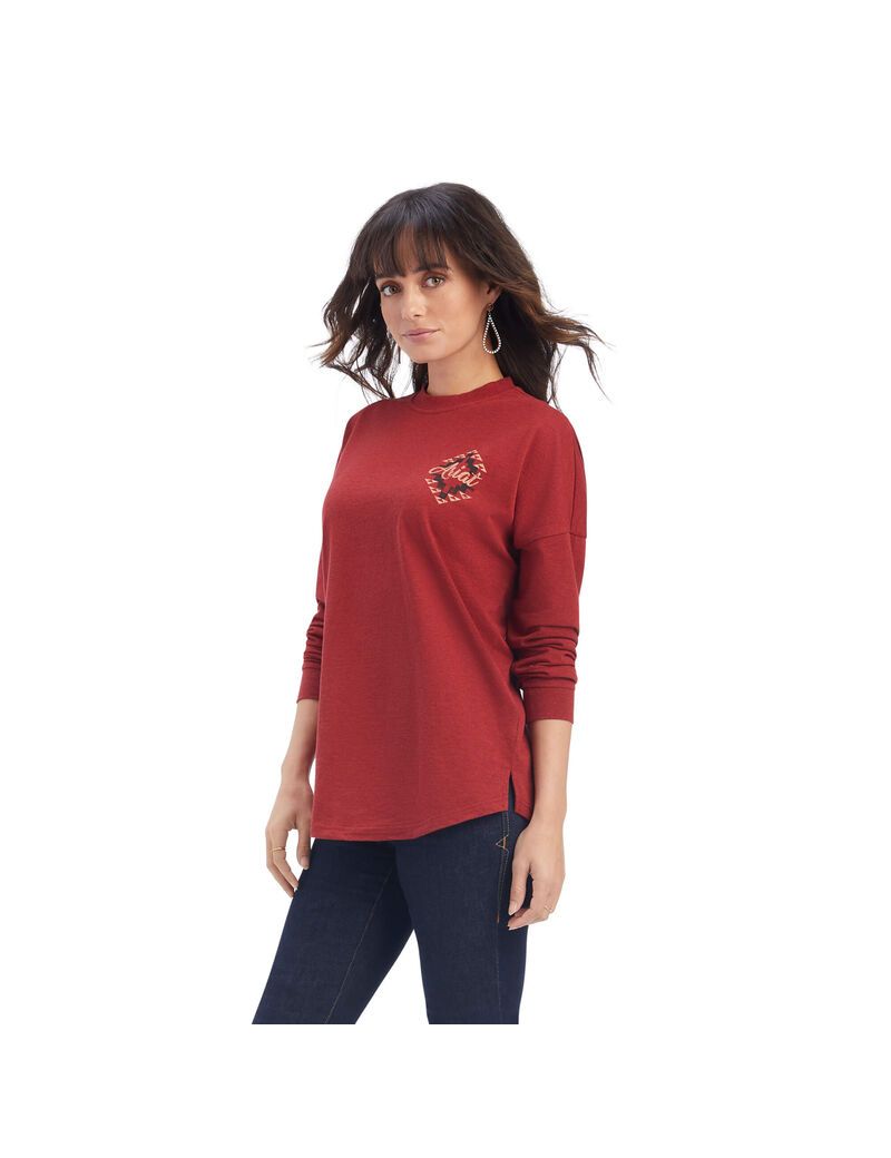 Ariat REAL Oversized Graphic Shirt Rouge Red Heather | HBKMEQ-782