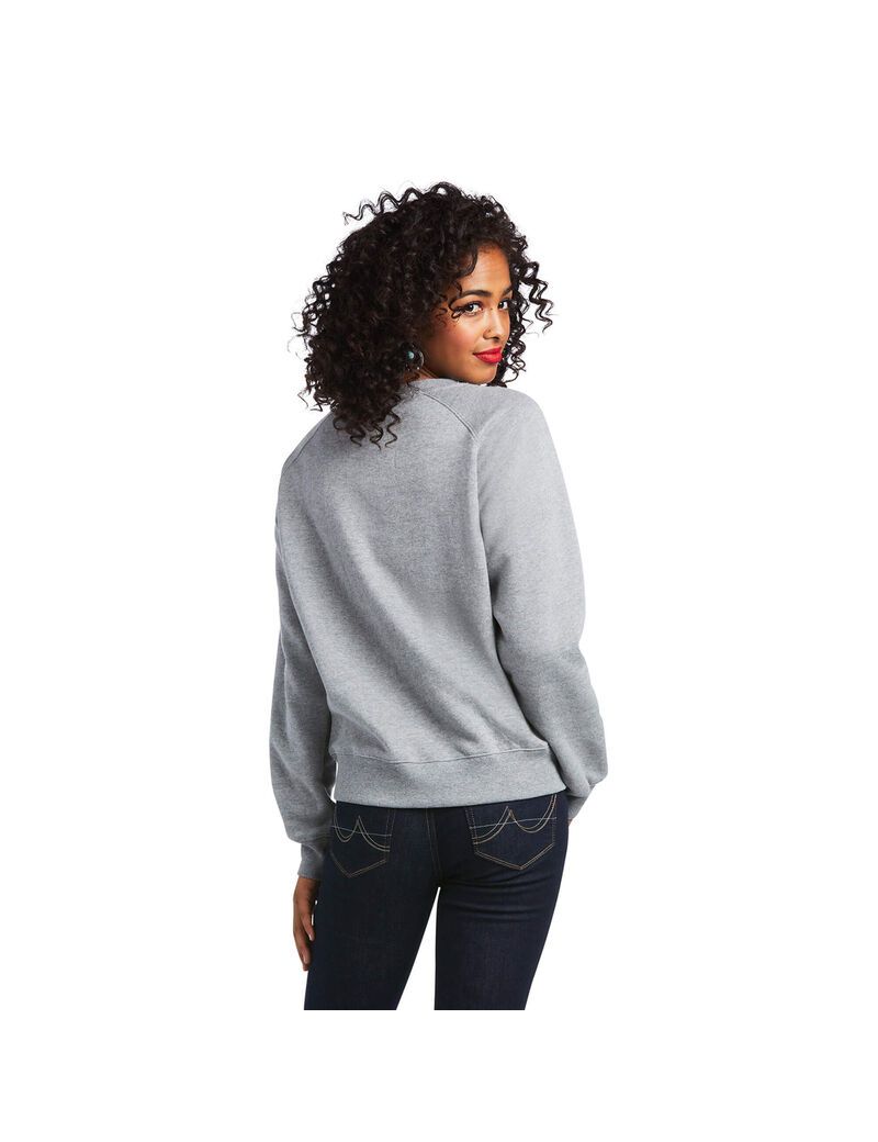 Ariat REAL Pacific Steerhead Sweatshirt Heather Grey | NGZQVD-659