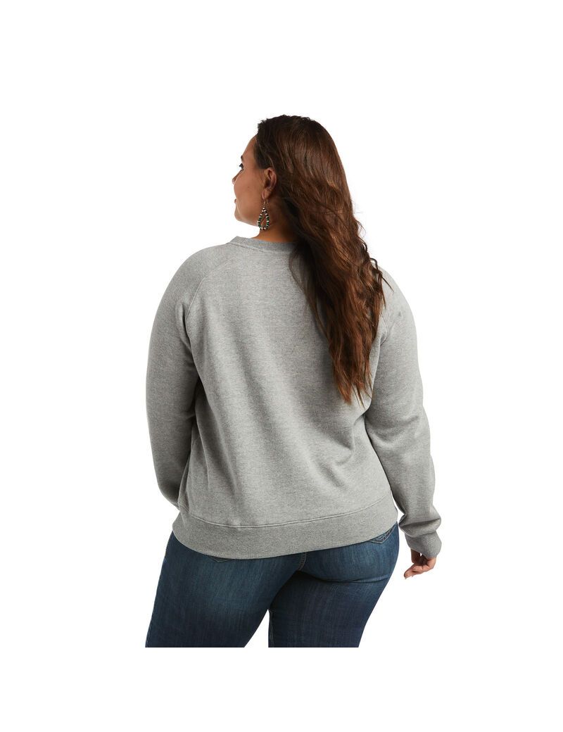 Ariat REAL Pacific Steerhead Sweatshirt Heather Grey | NGZQVD-659