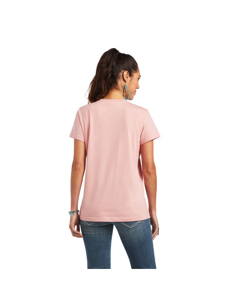 Ariat REAL Relaxed Fiesta Logo Tee Bridal Rose | VHQCPR-708