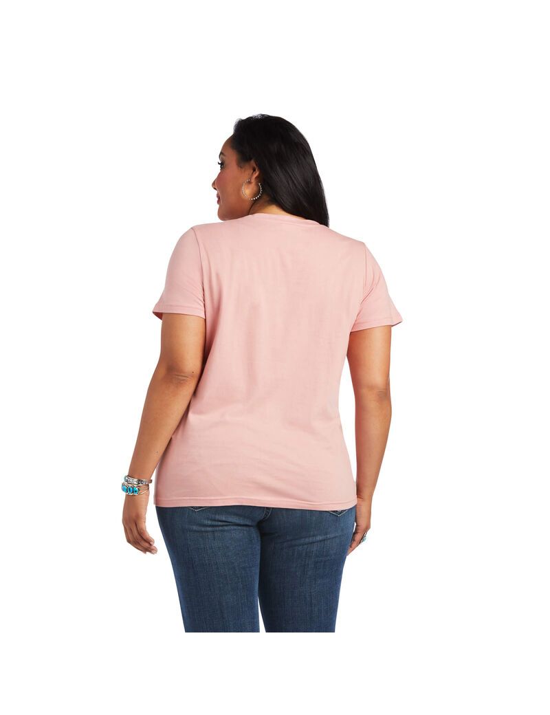 Ariat REAL Relaxed Fiesta Logo Tee Bridal Rose | VHQCPR-708