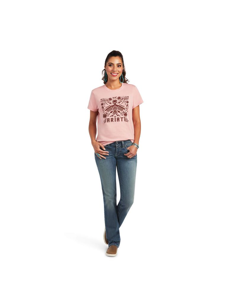 Ariat REAL Relaxed Fiesta Logo Tee Bridal Rose | VHQCPR-708