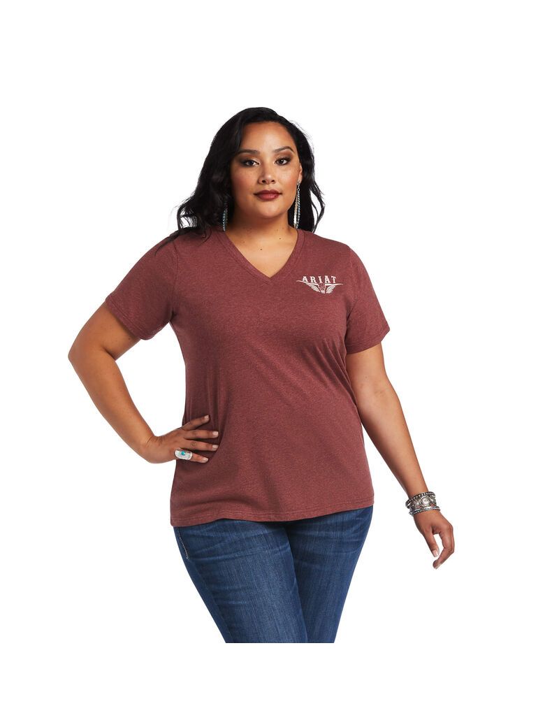 Ariat REAL Relaxed Longhorn Tee Roasted Russet | SNIHUG-520